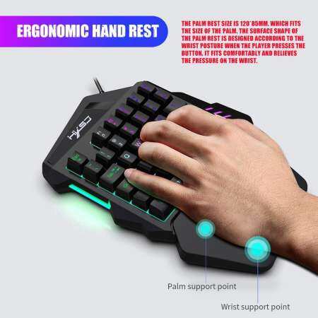 Kobwa One Handed Keyboard + เมาส์สำหรับเล่นเกมส์ Mechanical คีย์บอร์ดเล่นเกม RGB LED Backlit 35 Key สำหรับ LOL/PUBG/WOW/ DOTA/OW/เกม FPS