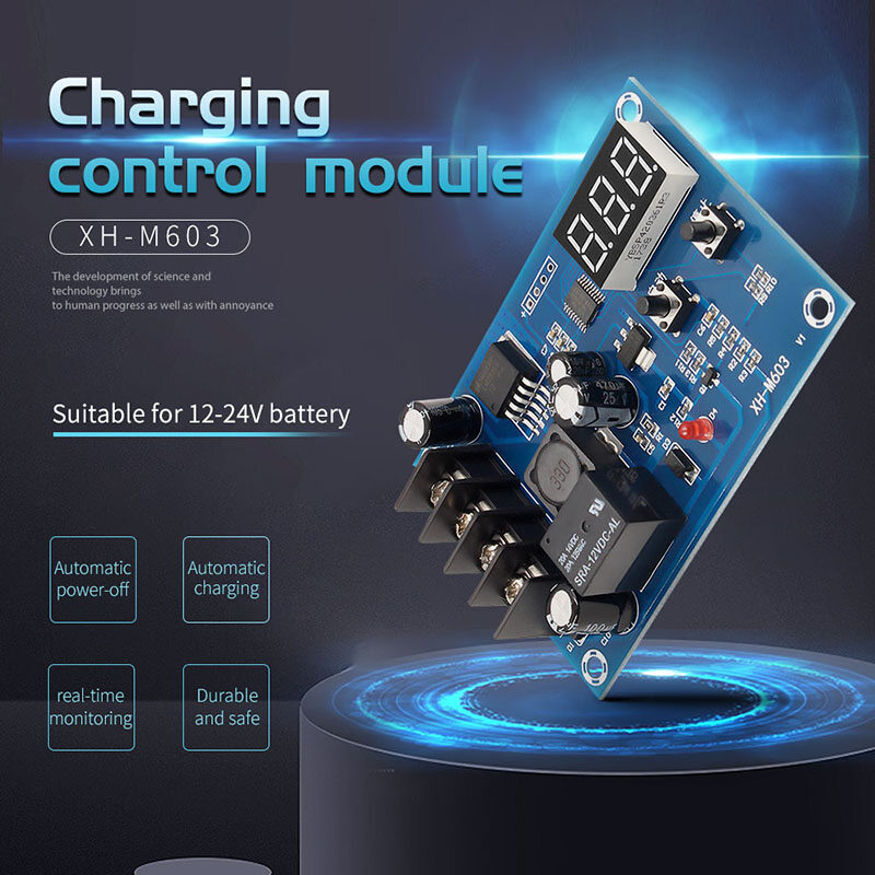 XH-M603 sạc mô-đun điều khiển màn hình đèn LED kỹ thuật số lưu trữ Bộ Sạc Pin Lithium mạch bảo vệ công tắc điều khiển 12-24V