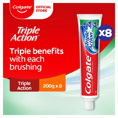 Colgate Triple Action Toothpaste Valuepack 200g [Bundle of 8]