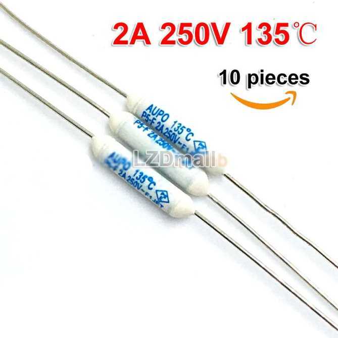 10pcs aupo p5-f 2a 250v 135 degrees resistive temperature fuse 135c new