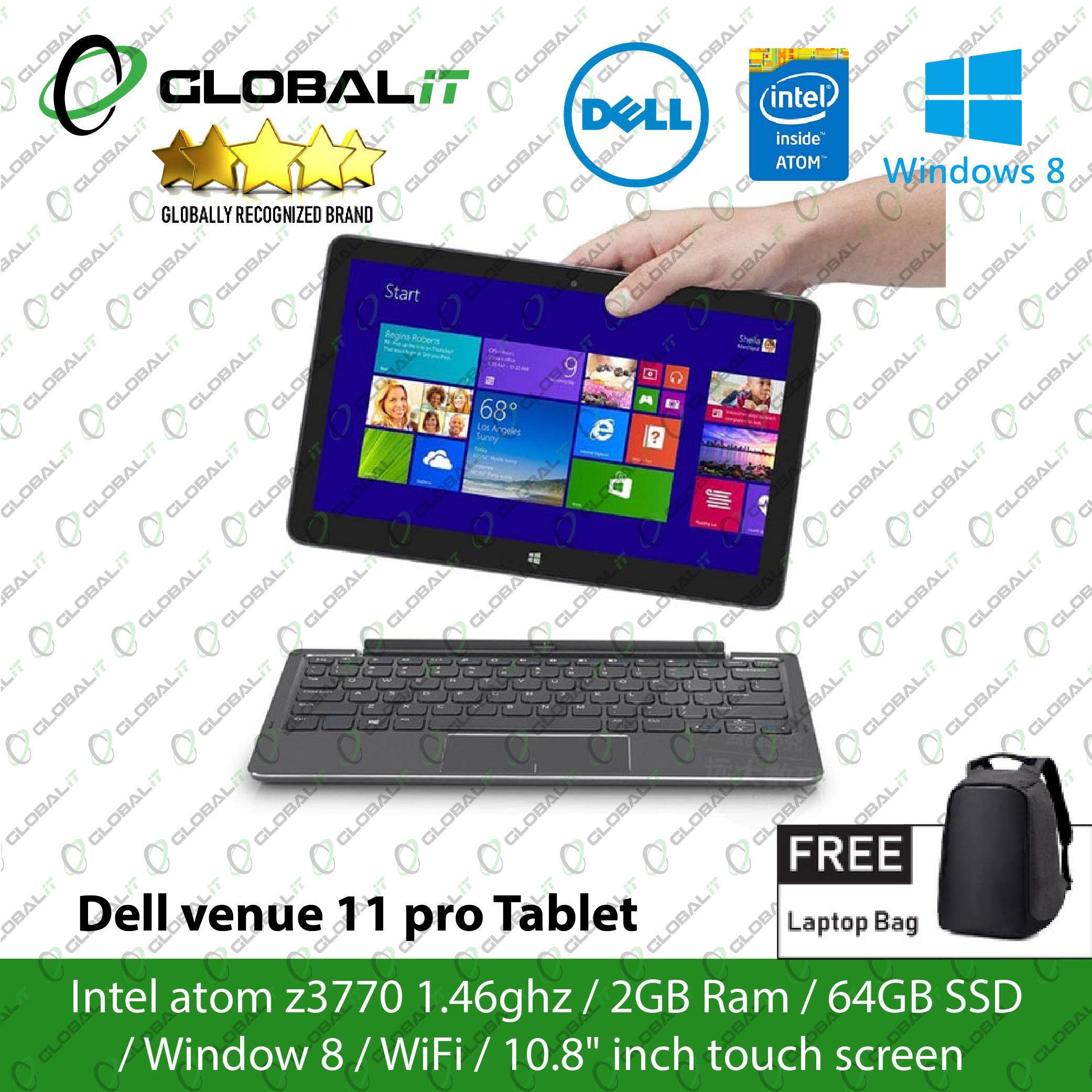 (Refurbished Tablet) Dell Venue 11 Pro Tablet / 10.8 inch LCD Touch Screen / Intel Atom Z3770 / 2GB DDR3 Ram / 64GB SSD / WiFi / Windows 8 Pro Malaysia