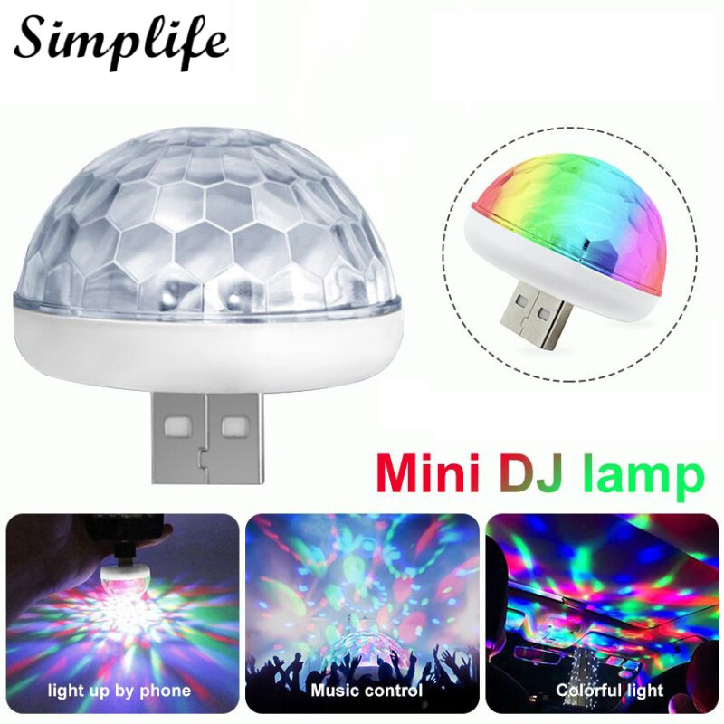 Simplife đèn Tiệc vũ trường mini Đèn Led Sân Khấu kỳ diệu Bóng Đèn Xe Hơi Mini USB kích hoạt âm thanh Đèn nhiều màu 4W Dành cho DJ KTV Club Bar Party thích hợp cho điện thoại di động