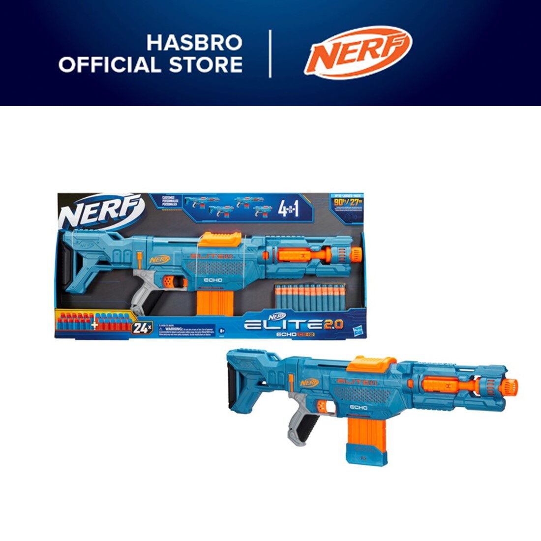 Nerf Elite 2.0 Echo CS-10 Blaster, 24 Official Nerf Darts, 10-Dart
