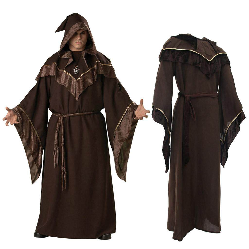 Fenteer Halloween Adults Wizard Robe Full Length Religious Godfather Cosplay Cloaks