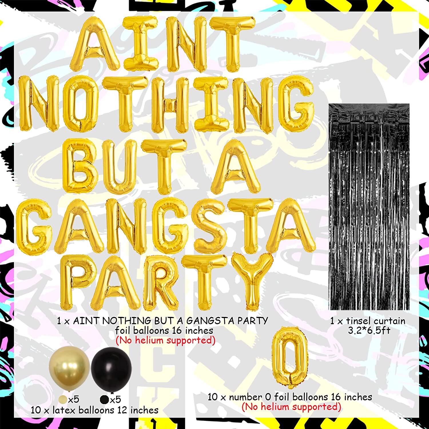 SURSURPRISE Gold Ain't Nothing But a Gangsta Party Balloons Banner