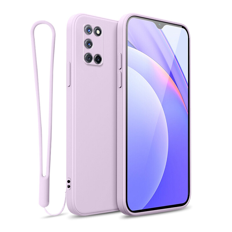 YBD case For OPPO A52 A92 Accurate camera hole protection Casing ,Thin Soft Liquid Silicone Cover Candy Color Cases with free phone Lanyard