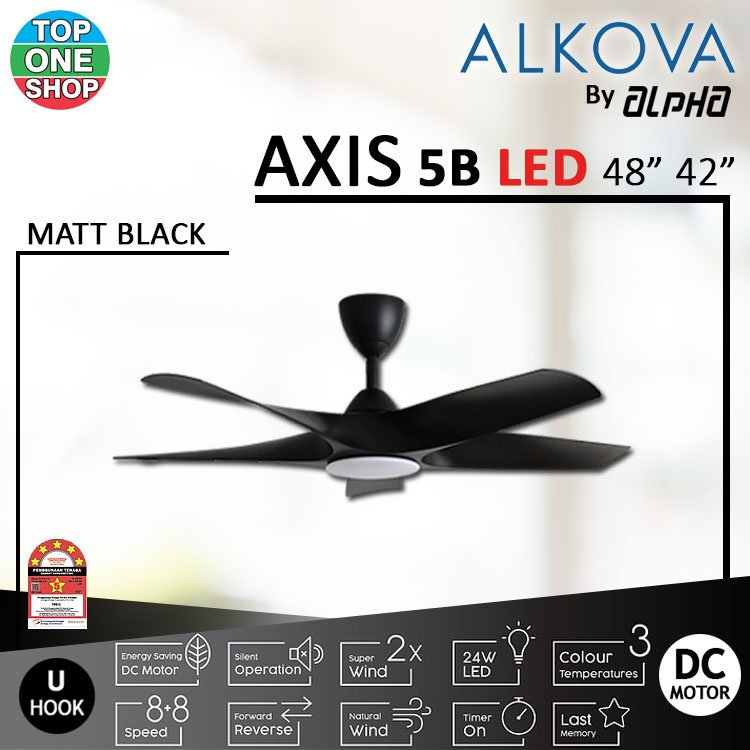 Alkova (ALPHA) AXIS LED 5B 48 / 42 Inches DC Motor Remote Ceiling Fan ...