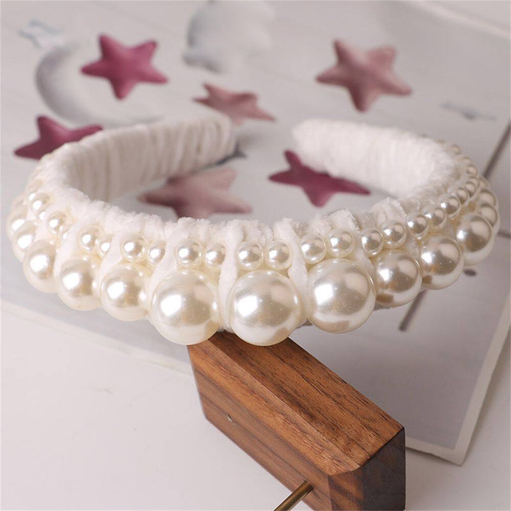EWELLBE Jewelry Bridal Fashion Headwear Hair Accessories Beaded Hairbands Hair Hoop Pearl Headbands Headbands