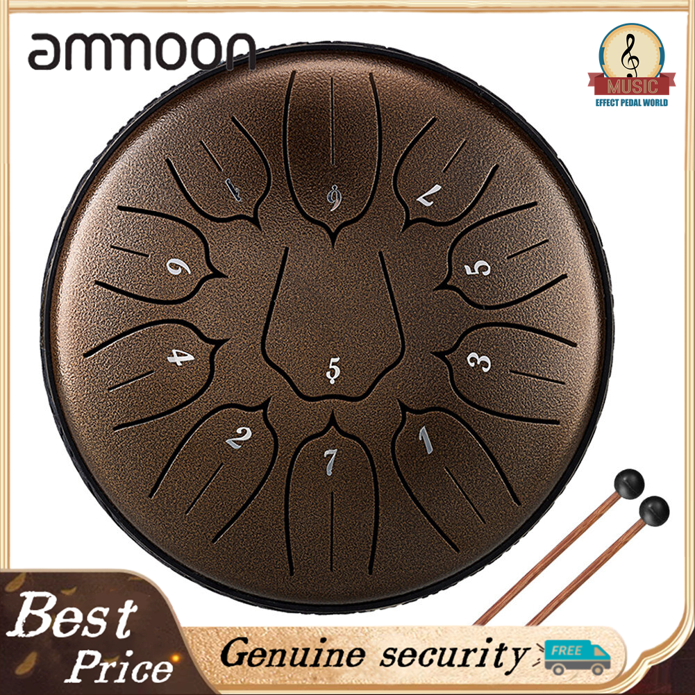 6 inch 11-Tone Steel Tongue Drum Hand Pan Drums with Drumsticks Percussion Musical Instruments