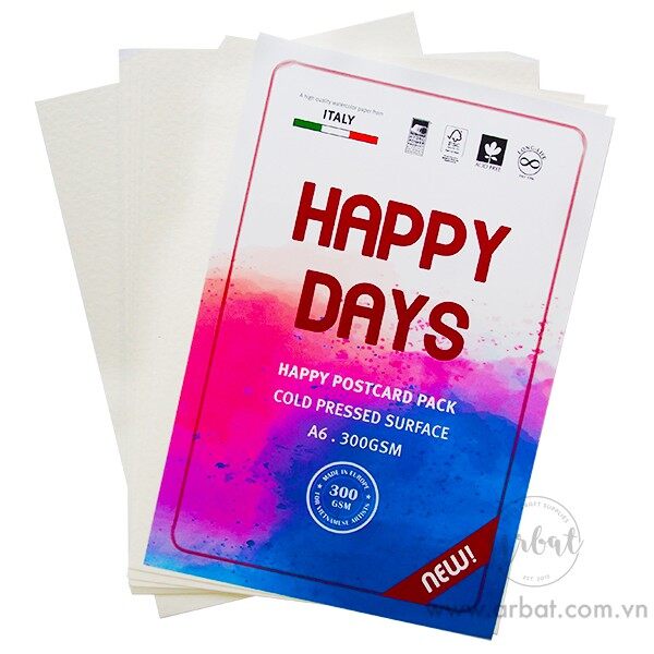 Postcard màu nước Happy
