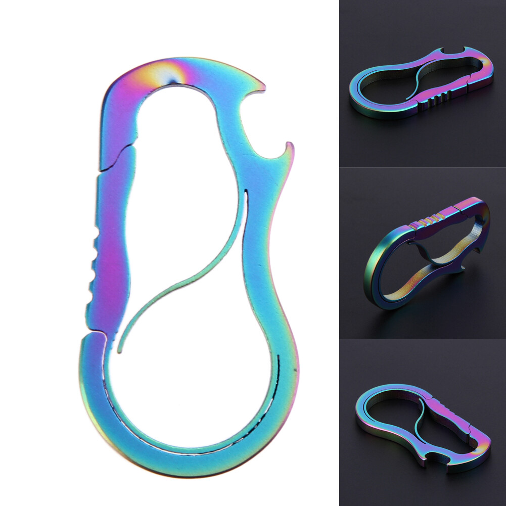 Metal Fast Buckle Outdoor Keychain EDC Equipment Titanium Alloy Carabiner  (Grey Titanium / Color Titanium)