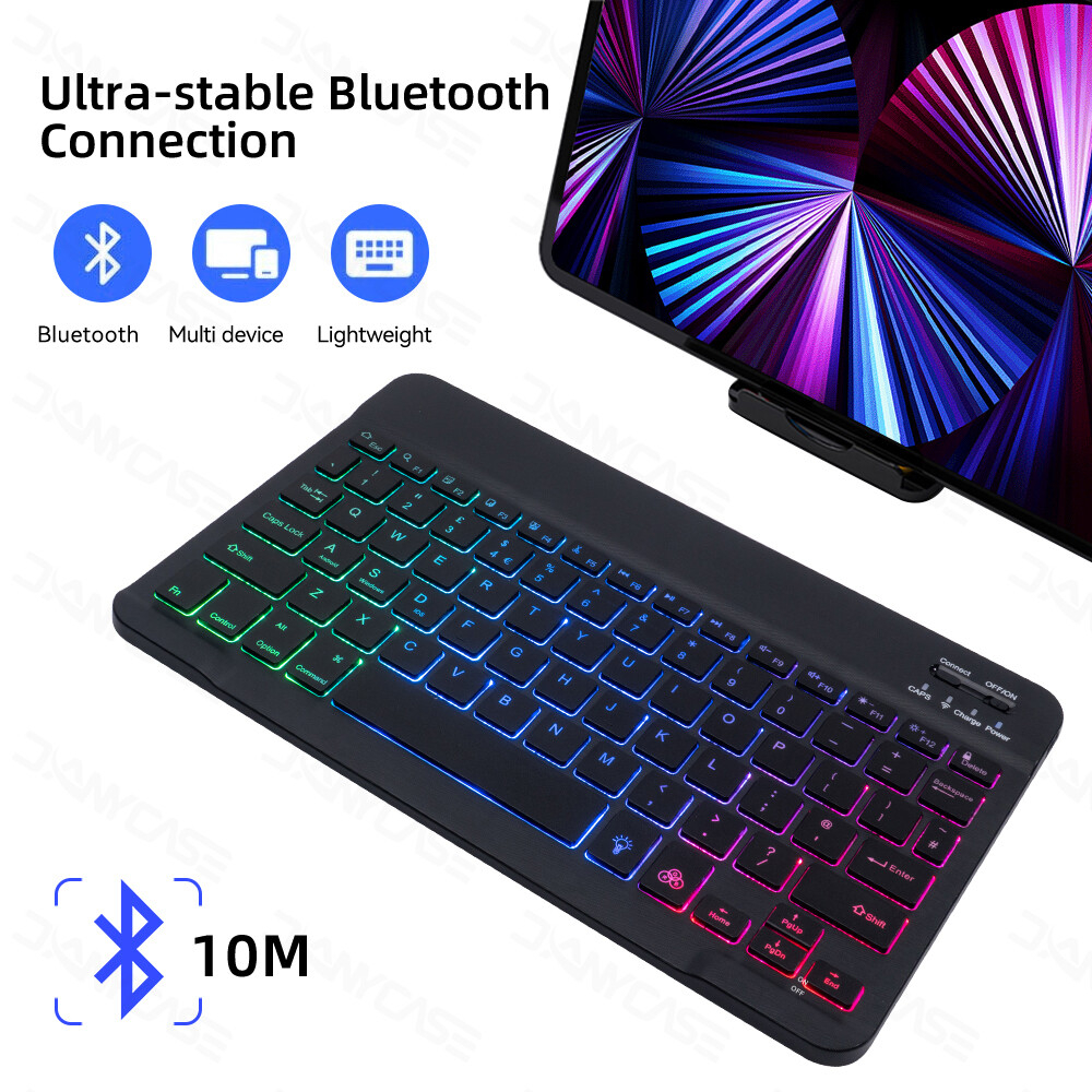 RGB Backlit Keyboard For Tablet iPad Phone PC Bluetooth-compatible Rechargeable 10inch Wireless Keyboard