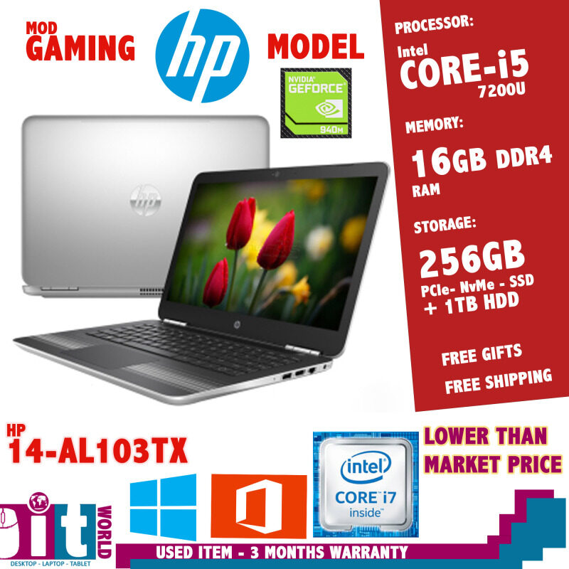 HP GAMING LAPTOP - 14-AL103tx -7th Generation Core i5 - 16GB RAM - 512GB SSD - Win 10- Nvidia Graphics Malaysia