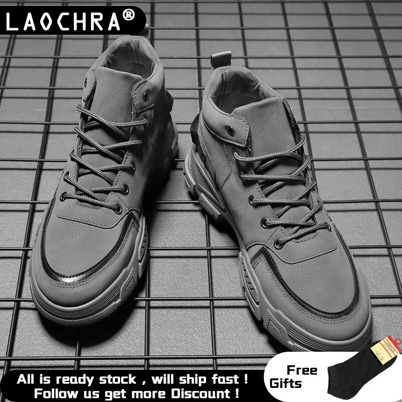 Laochra Men Military Boots Casual Work Shoes Brown Luxury Brand Autumn Winter Handmade Fashion Male Ankle Boots