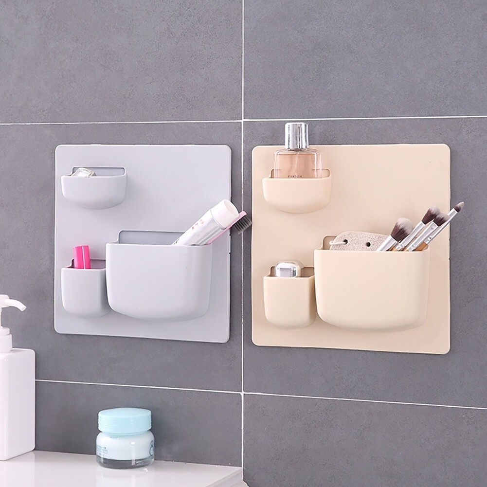 Terylin Bathroom Wall Mounted Soap Brush Organizer Shelf Kitchen Sponge Storage Holder