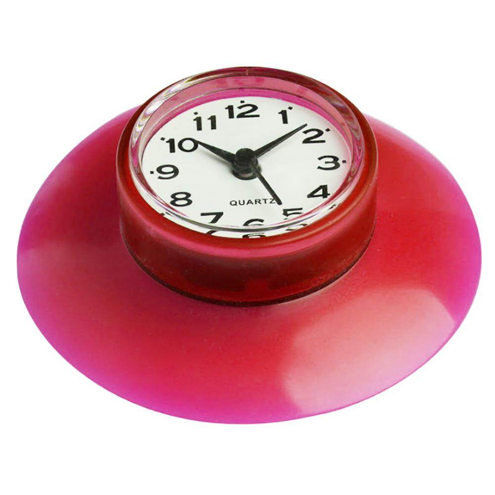Terylin Waterproof Bathroom Kitchen Round Suction Cup Refrigerator Wall Clock Decoration