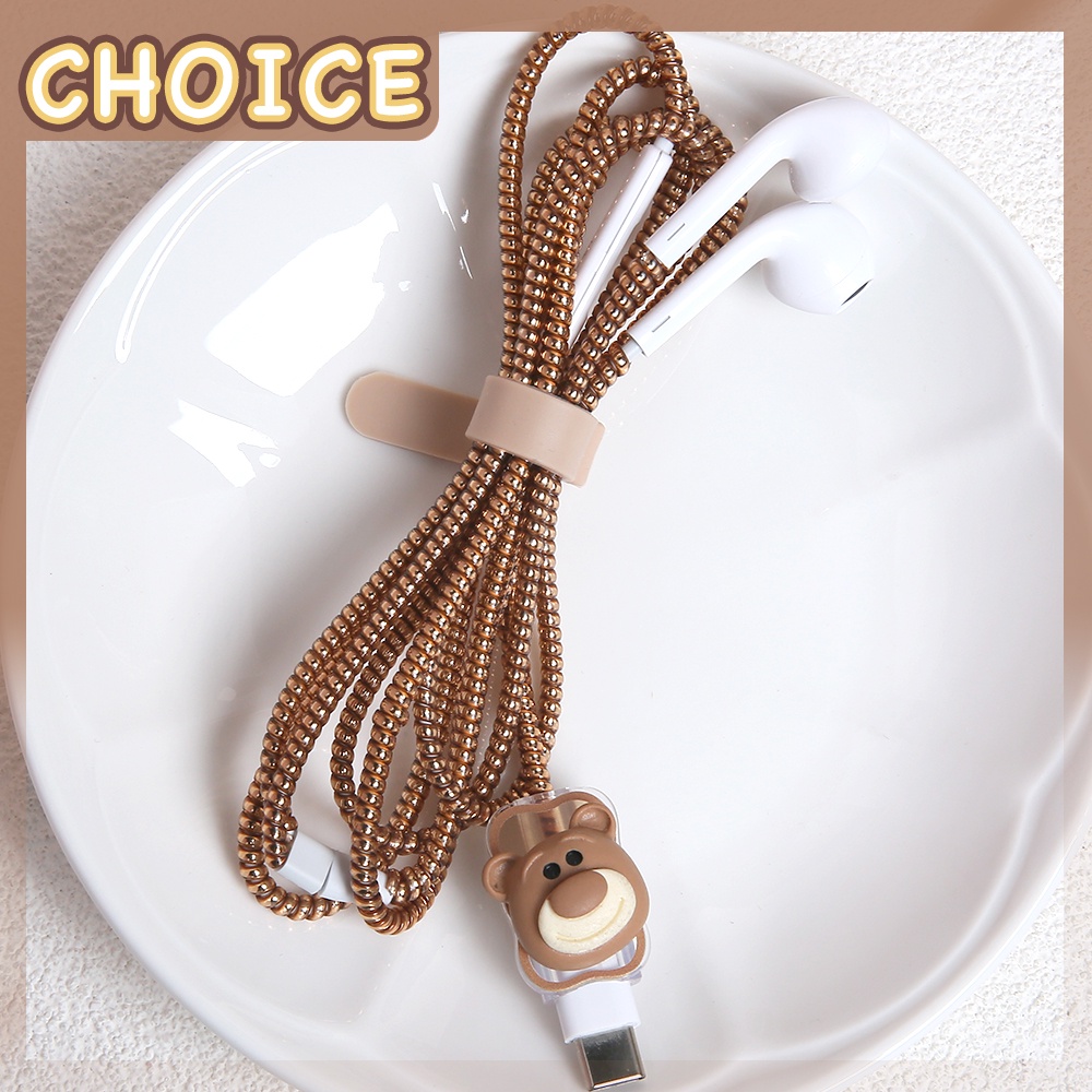 Charger Protector Cover Cute Cartoon Bear Wave Pattern Compatible for iPhone 18w 20w Cable Protector Earphone Cord Protector for ip14promax 14pro 14 ip12 11pro [cchoice]