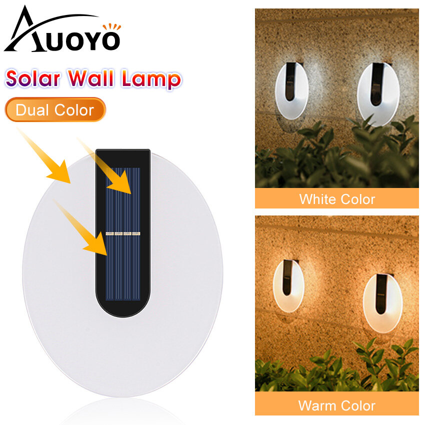 Auoyo Solar Wall Light Solar Light For Outdoor Lighting Waterproof Garden Courtyard Wall Lamp Decoration Light Terrace Acrylic Wall Lamp Solar LED Light Two Color High Brightness Door Plate Wall Lamp