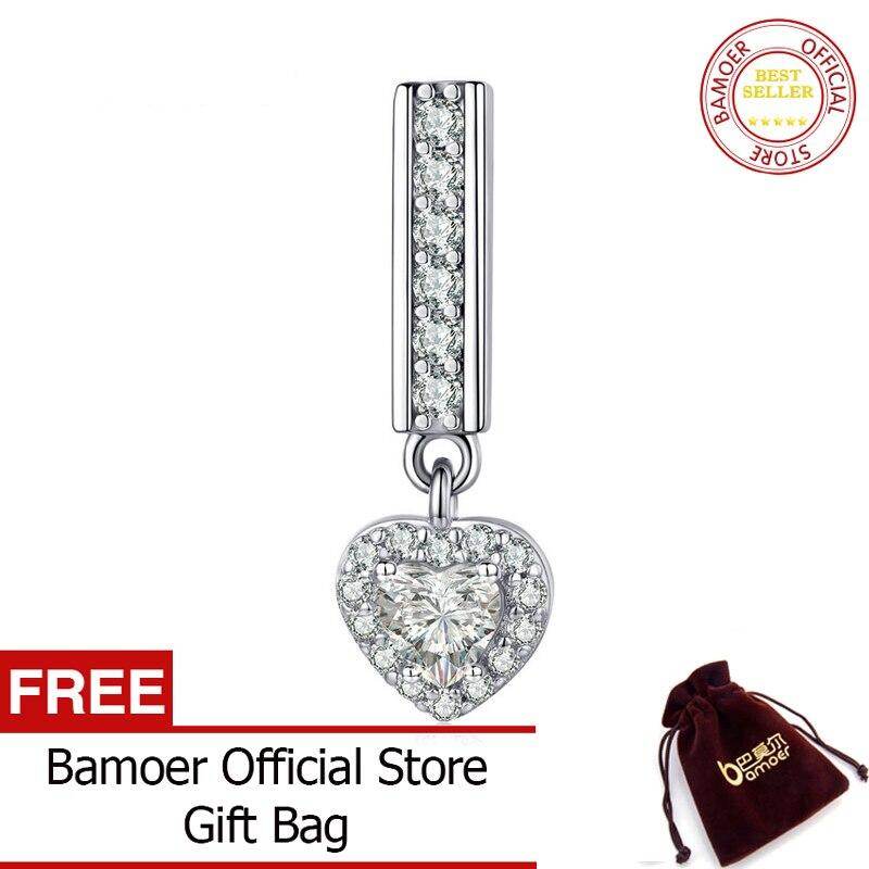 BAMOER Heart Pendant Charm fit for Original Women Silver 925 Reflexions Watch Bracelets 925 Sterling Silver Jewelry SCX109