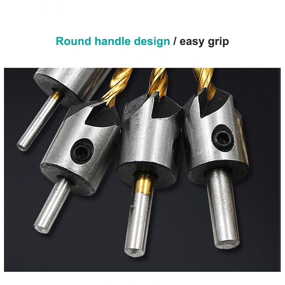 Titanium-plated tri-point woodworking drill reaming drill bit countersink drill set woodworking chamfer