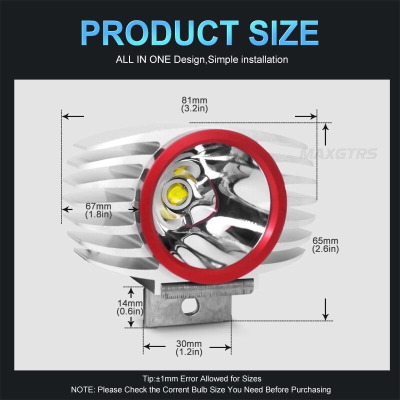 MAXGTRS LED Car External Headlight 15W 3000LM White High/Low Motorcycle DRL Headlamp Spotlight Drive Fog Spot Light DC12V/24V