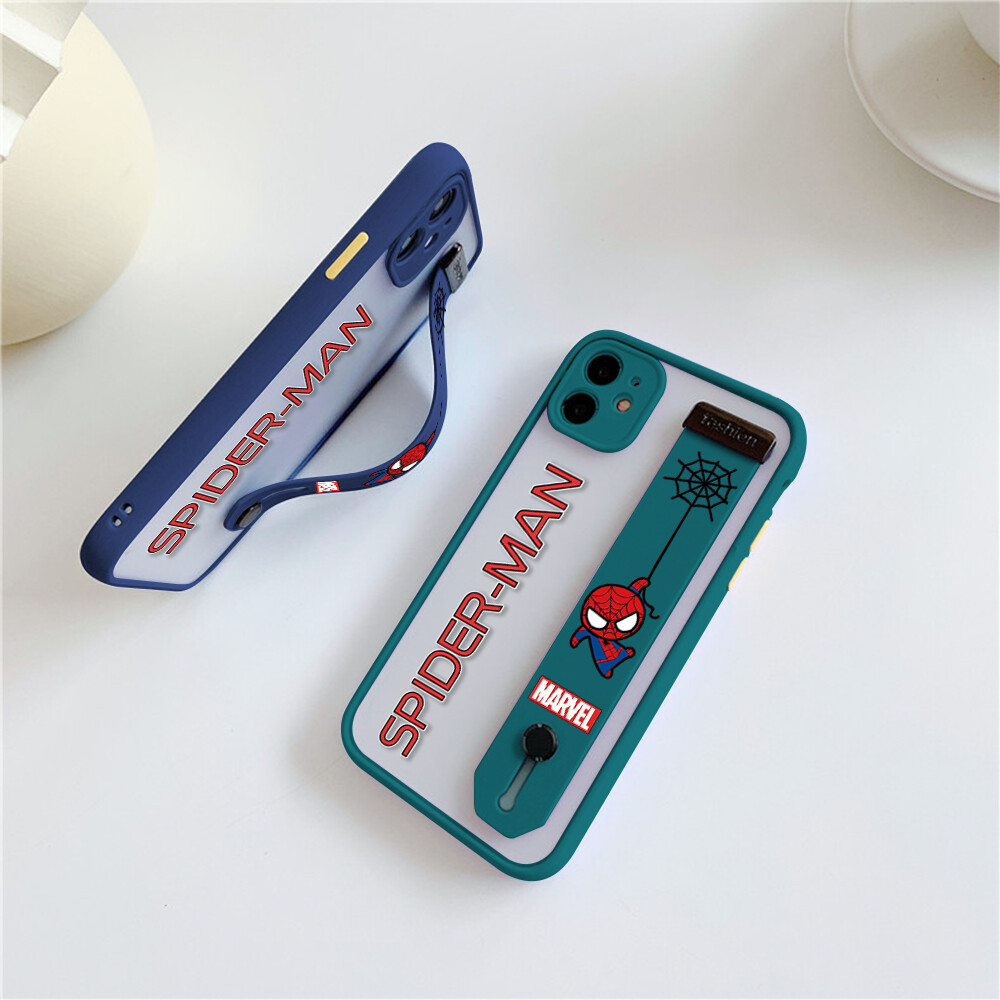(With Wristband)Hontinga Casing Case For Samsung Galaxy Note10 Note 10 Plus Case Shockproof Marvel Spider-Man Cartoon Transparent Phone Case Soft Edge Full Lens Camera Protector Back Cover Hard Case For Boys