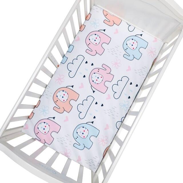 โพลีเอสเตอร์100% Crib ผ้าปูที่นอนพอดี Soft Breathable เตียงเด็กทารกผ้าคลุมฟูกการ์ตูนเครื่องนอนเด็กสำหรับ Cot ขนาด130*70ซม.