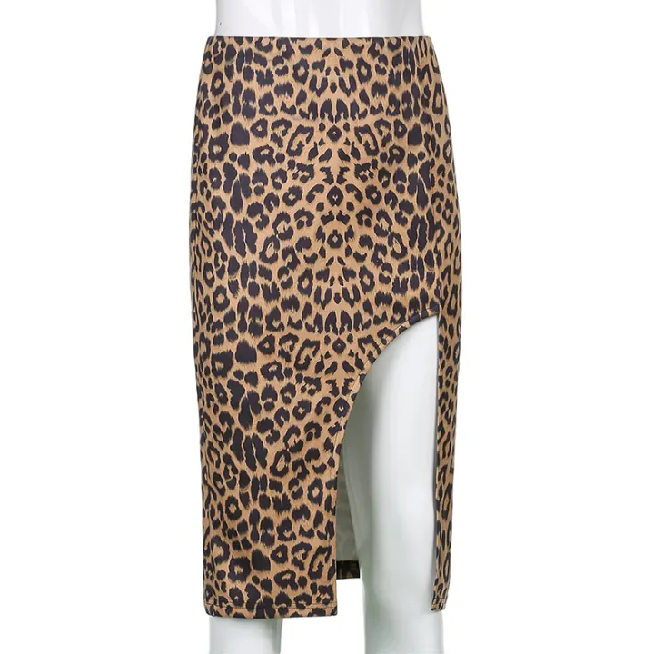 mid length leopard skirts girl