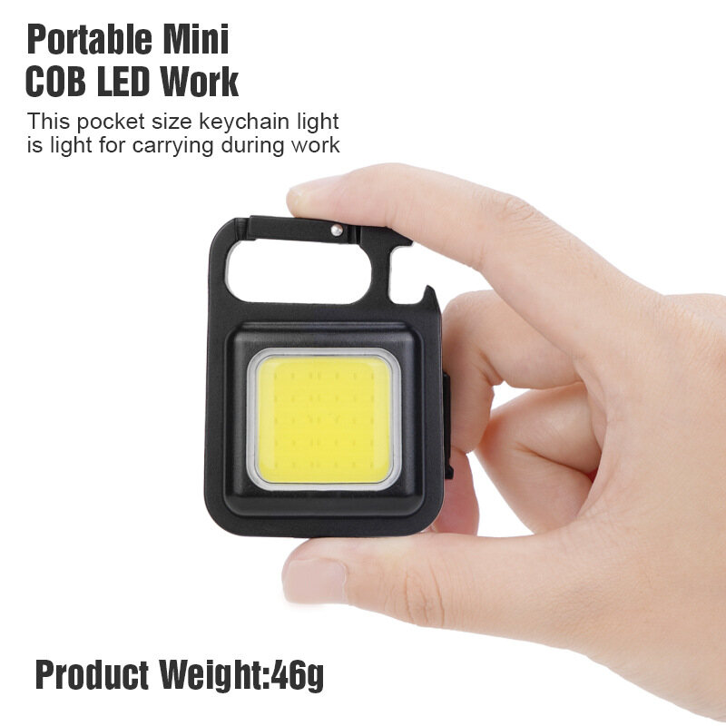 Mini Flashlight Rechargeable Glare COB Keychain Light USB Charging Emergency Lamps LED Work Light Portable Outdoor Camping Light Car Work Light