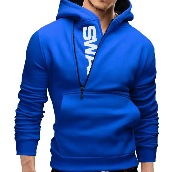 slanted zipper hoodie