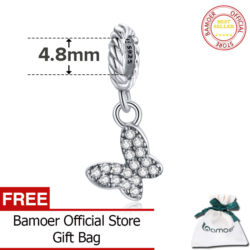 BAMOER 925 Sterling Silver Butterfly Cute Cat Bear Sloth Ladybug Animal Charm Bead fit Original Bracelet Accessories SCX120