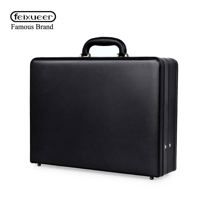 feixueer Luxury Bonded Leather Briefcase Extensible Laptop Case Men Fashion Suitcases Password Cash Case Document Bag Black Hot Lazada