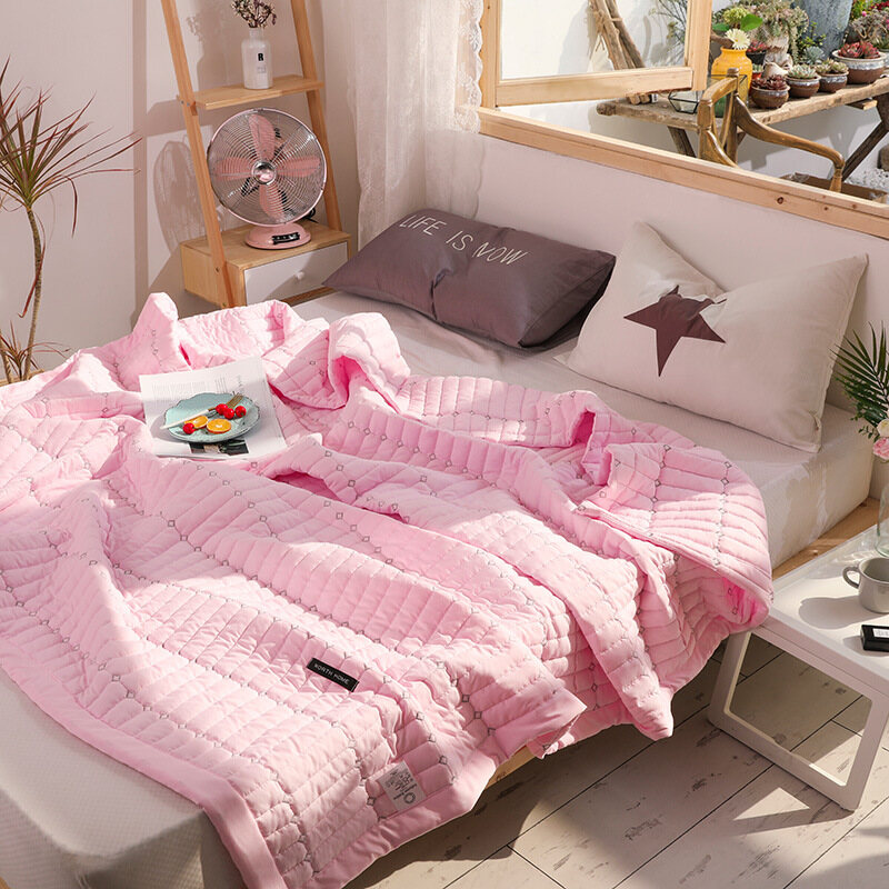 Macaron Solid Color Bedspread Soft Summer Comforter Quilts Washable Bed Quilt Air Conditioned Quilt Duvet Adults Summer Quilt