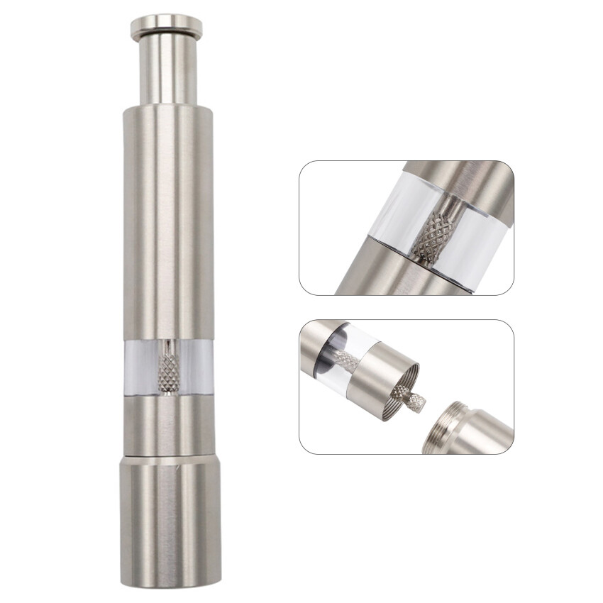 Salt And Pepper Grinder Push Button Pepper Grinder Single Hand Mini Salt And Pepper Grinder Set Or Single Manual Spice Grinder