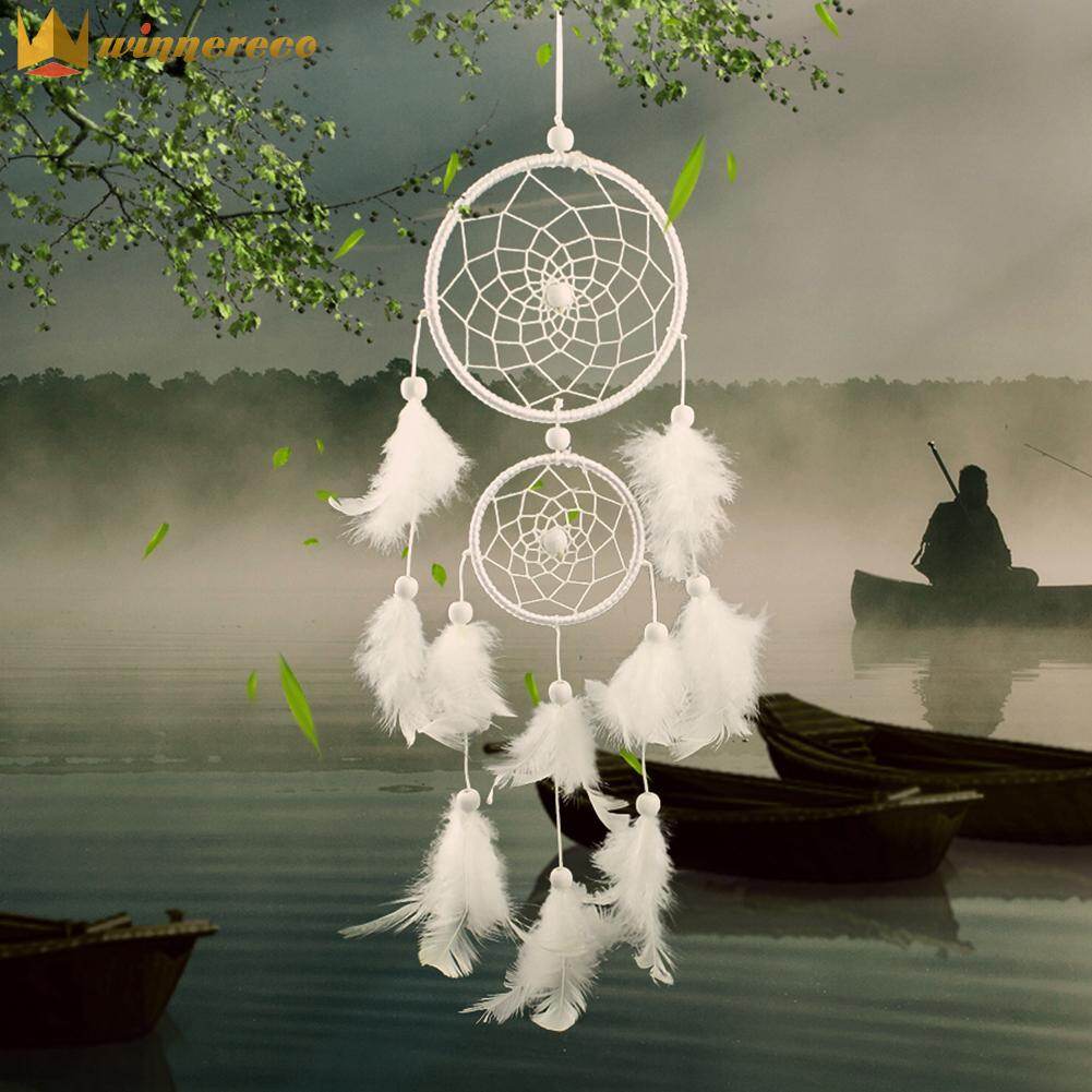Handmade Dream Catcher for Car Indian Feather Wall Car Hanging Decoration Ornament White