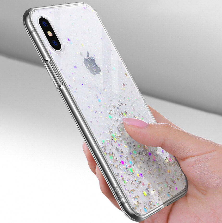 Niwinee cho Iphone 17 16 15 14 13 17e 16e Air 6 6S 6 Plus 6S Plus 7 8 7 Plus 8 Plus iPhone x XS 11 11 Pro 11 Pro Max 12 12 Pro 12 Pro 12 Pro Max kim tuyến lấp lánh sang trọng ngôi sao Sequins trường hợp trong suốt vỏ silicon Bìa