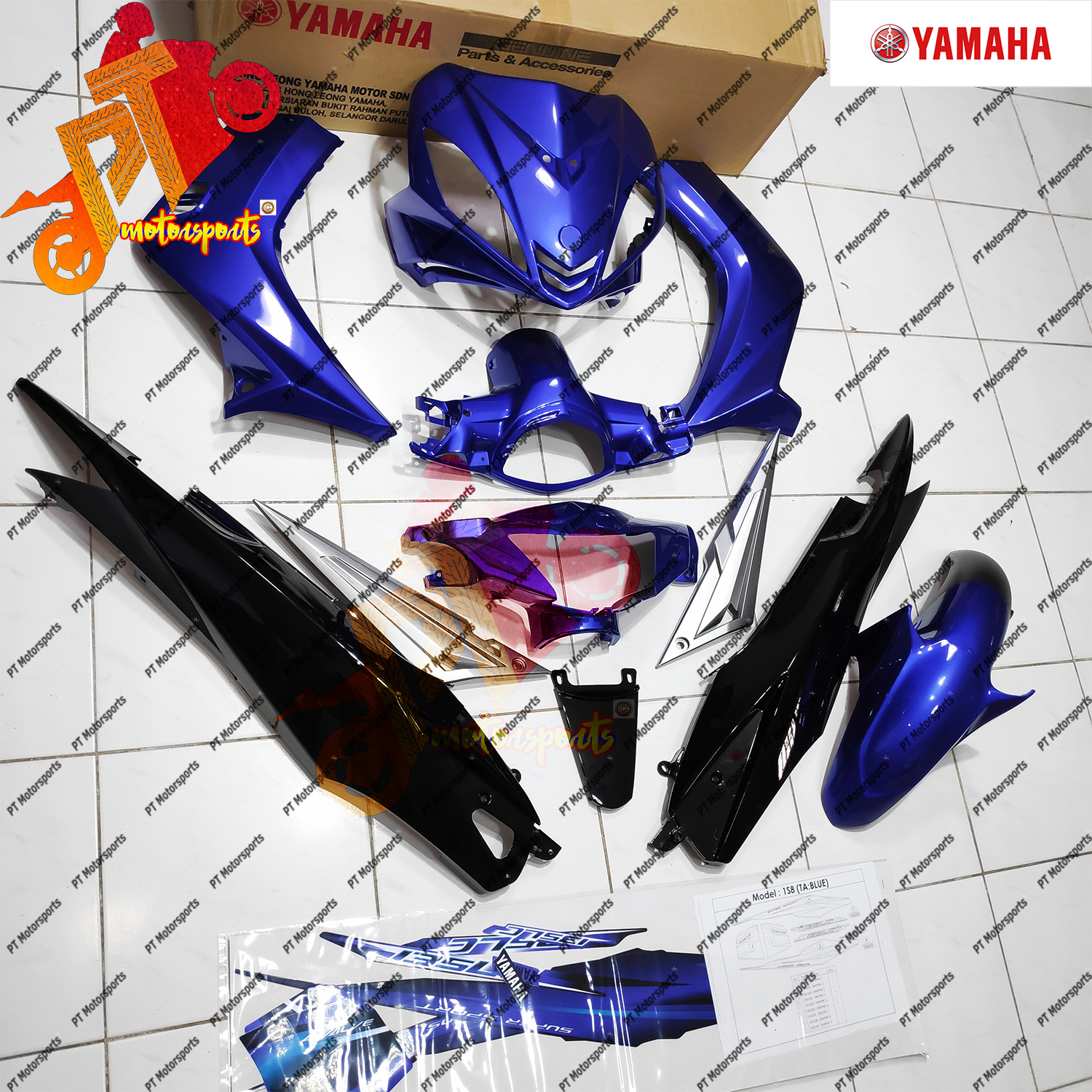 Yamaha Lc 135 V1 Cover Set Biru Hitam Original Stripe Original Hly Lazada