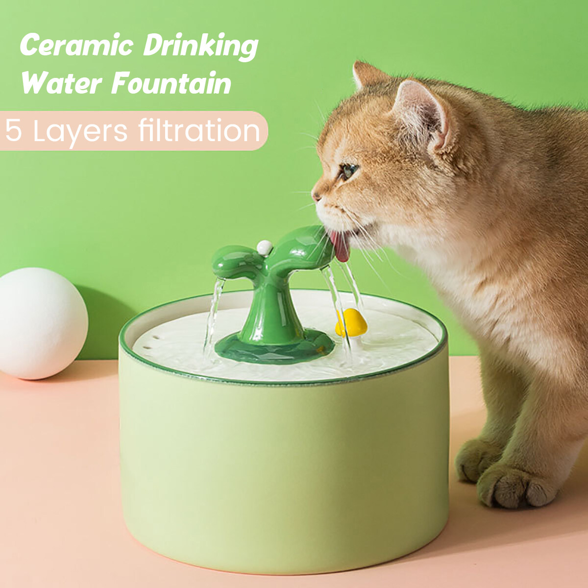 1/1.5L Electric Ceramic Cat Drinking Water Fountain For Cats Dogs