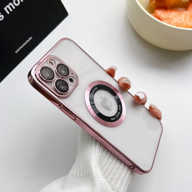 Luxury electroplating magsafe phone case for iphone 14 13 12 11 pro max x xs max xr 7 8 plus 14 plus soft silicone shockproof back cover for iphone 12 13 pro