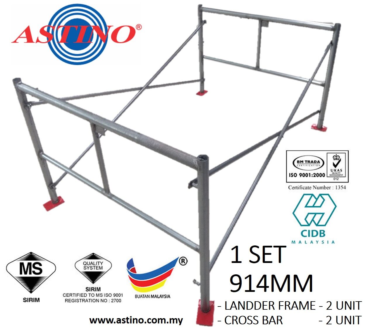 ASTINO LADDER FRAME 914 MM ( SCAFFOLDING 1 SET FOR 2 PCS + CROSS BRACE ...