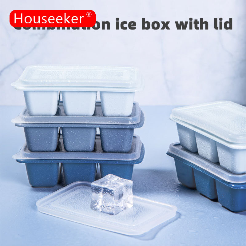 Houseeker Khay Đá 6 Viên Có Nắp Phong Cách Nhật Bản Làm Kem Làm Rau Câu Khuôn Làm Đá Viên Cho Tiệc Mùa Hè Tại Nhà