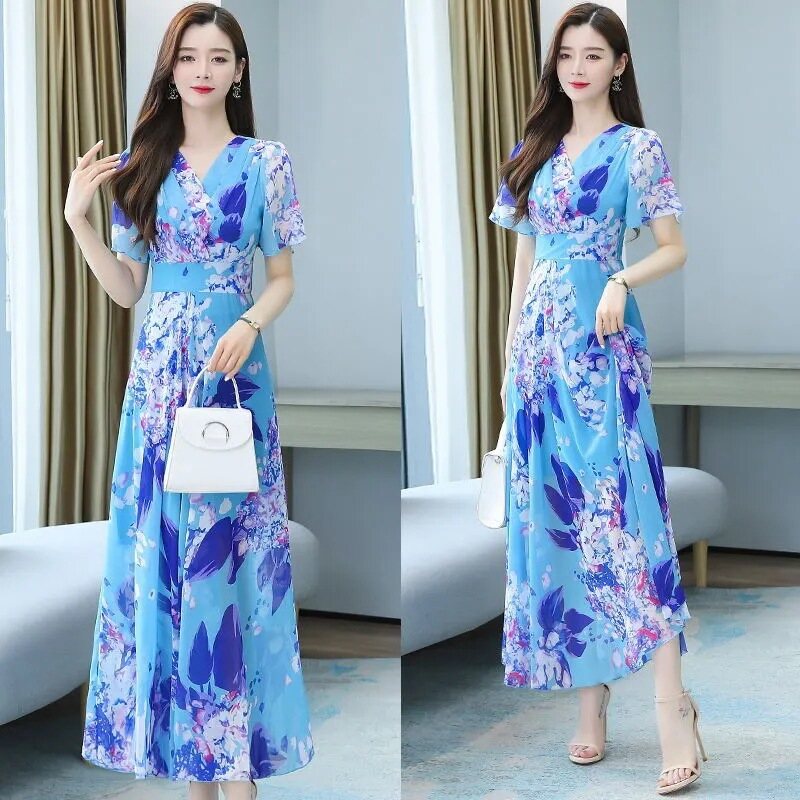 Váy tay ngắn Đầm Mùa Hè Nữ