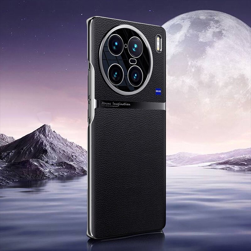 For Vivo X90 Pro+ Vivo X90 Pro Plus Luxury Genuine Leather Case Camera Metal Lens Plating Protection Slim Cover