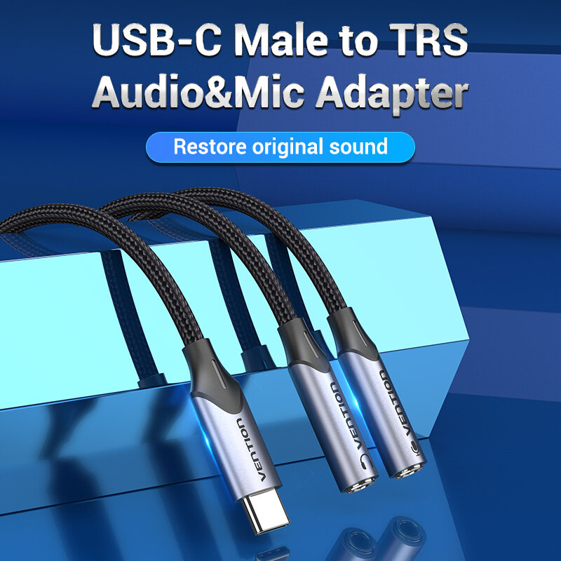 Vention usb c male to trs audiomic jack adapter type c to 3 5mm aux
