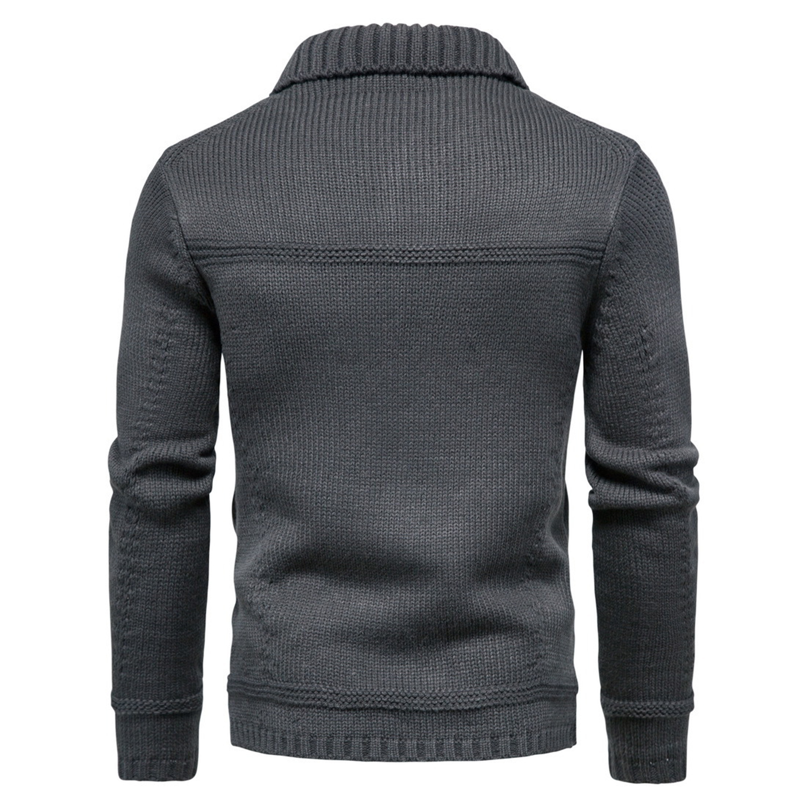 Men Sweater Coat Solid Color Single-breasted Buttons Cardigan Elastic Knitting Turn-down Collar Thick Anti-shrink Spring Coat for Daily Wear Men Jacket Buttons