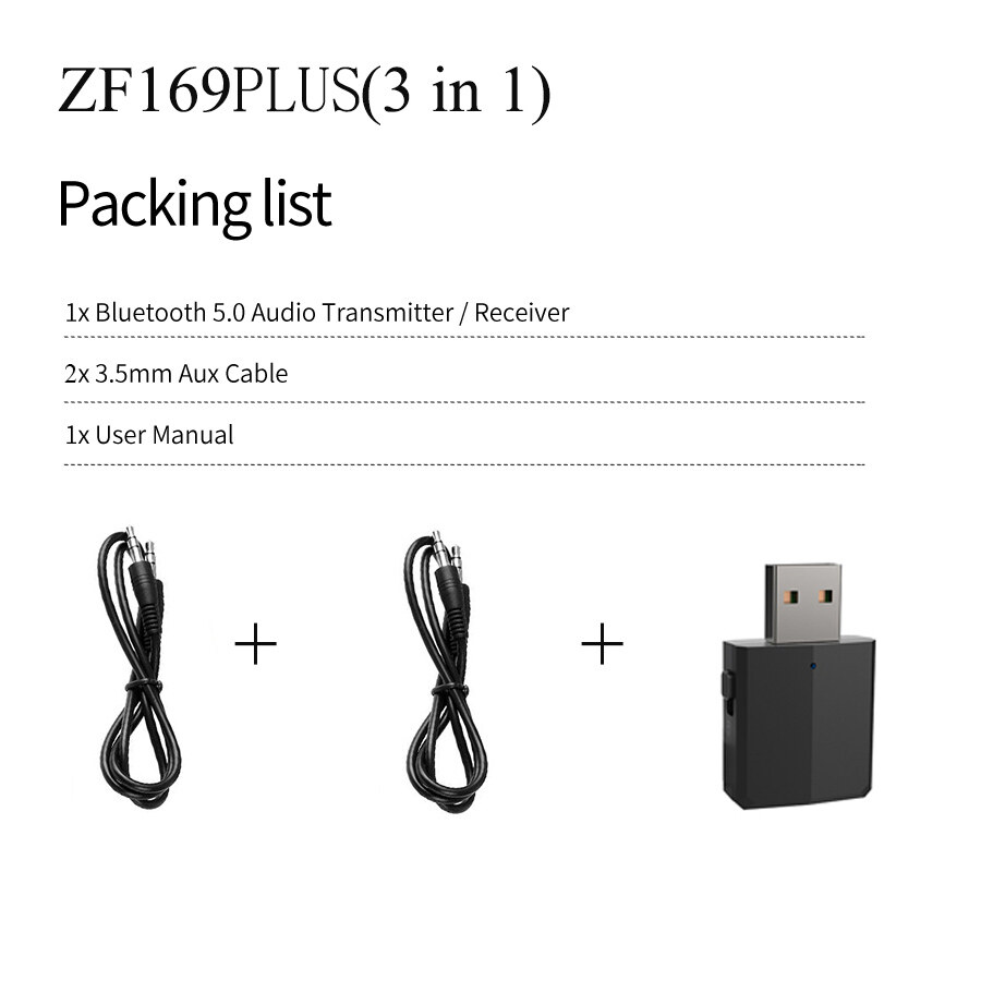 DISOUR KN330 3 IN 1 USB Bluetooh 5.0 Audio Receiver Transmitter 3.5 AUX Jack RCA Stereo Wireless Bluetooth Adapter For T V PC Car Music