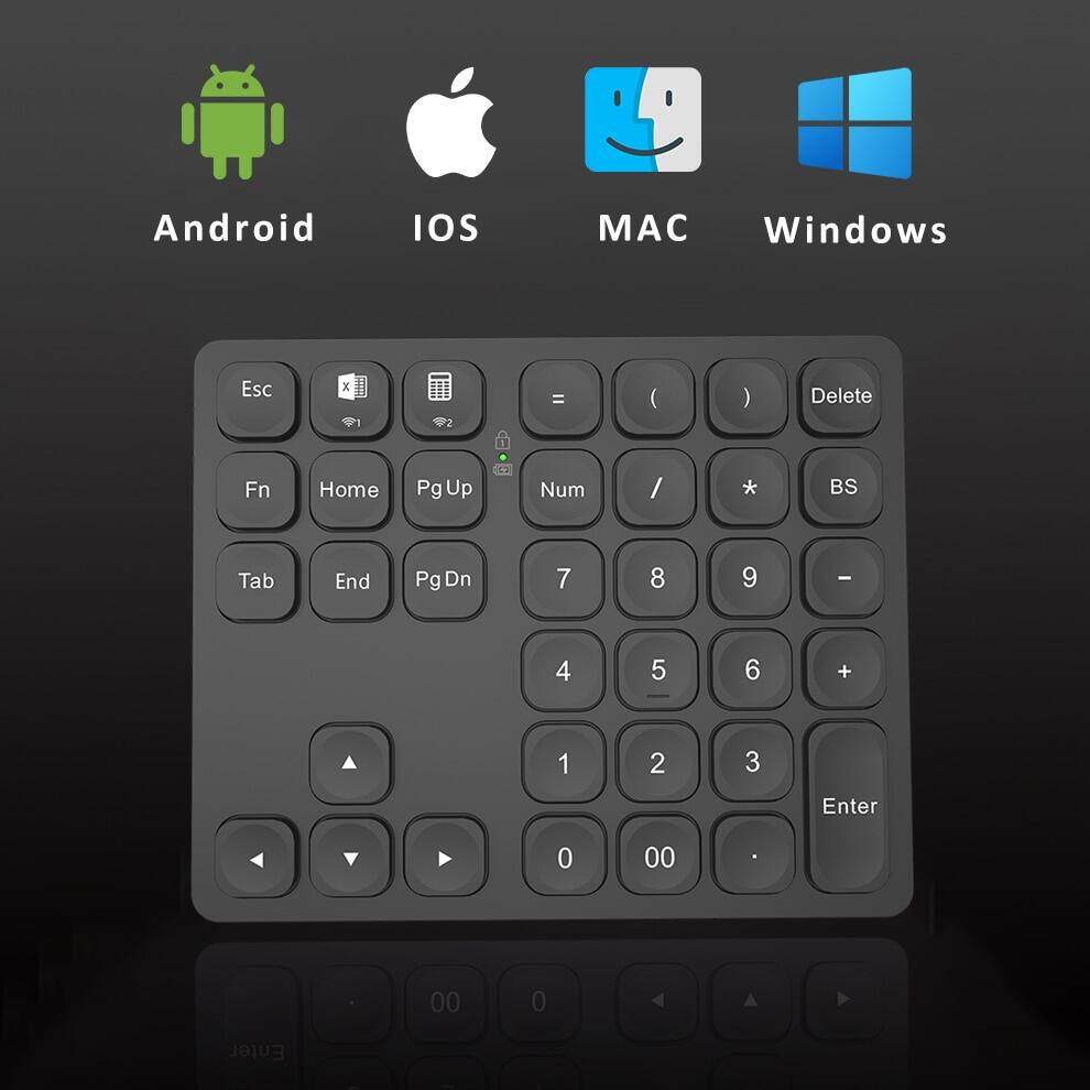 JOMAA Numeric keyboard Wireless Numeric Keypad Rechargeable 35Keys Numpad for Accounting Laptop Notebook Tablets PC Digital Keyboard