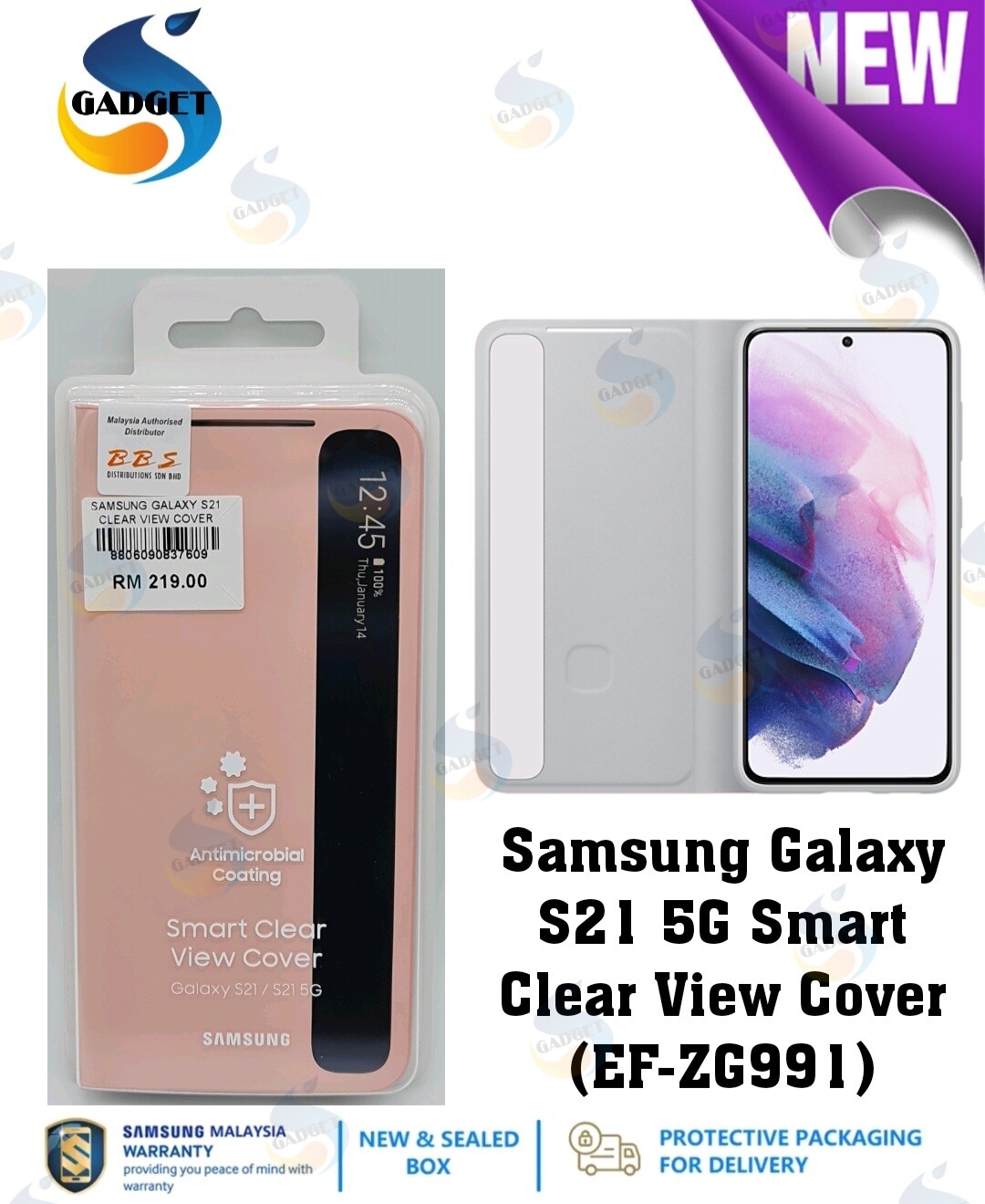 [Original] Samsung Galaxy S21 5G Smart Clear View Cover (EF-ZG991) | Lazada