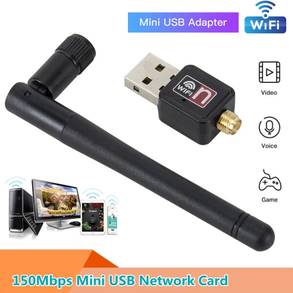 Card Mạng Không Dây WiFi Bộ Chuyển Đổi LAN USB 2.0 150Mbps 802.11 B/G/N Với Ăng Ten Xoay Được Cho Máy Tính Xách Tay PC Dongle Wi-fi Mini
