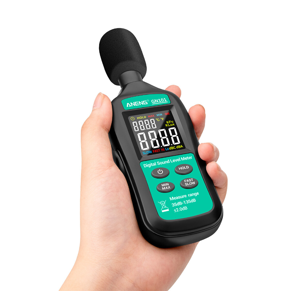 Smart Sensor Digital Noise Meter 35db-135db Decibel Meter LCD Display Sound Level Meter High-precision Sound Decibel Monitor Professional Noise Tester Household Noise Measuring Instrument with Condenser Microphone